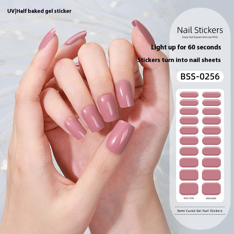 Pure Color Gel Nail Sticker Uv Phototherapy Semi-curing Nail Art Sticker