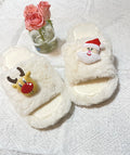Ciabatte natalizie bianche divertenti Valstrend, pantofole da casa con motivo di Natale divertente e accogliente.