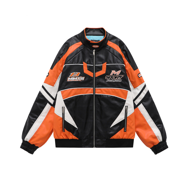 American Retro Motorcycle Embroidered Baseball Jersey