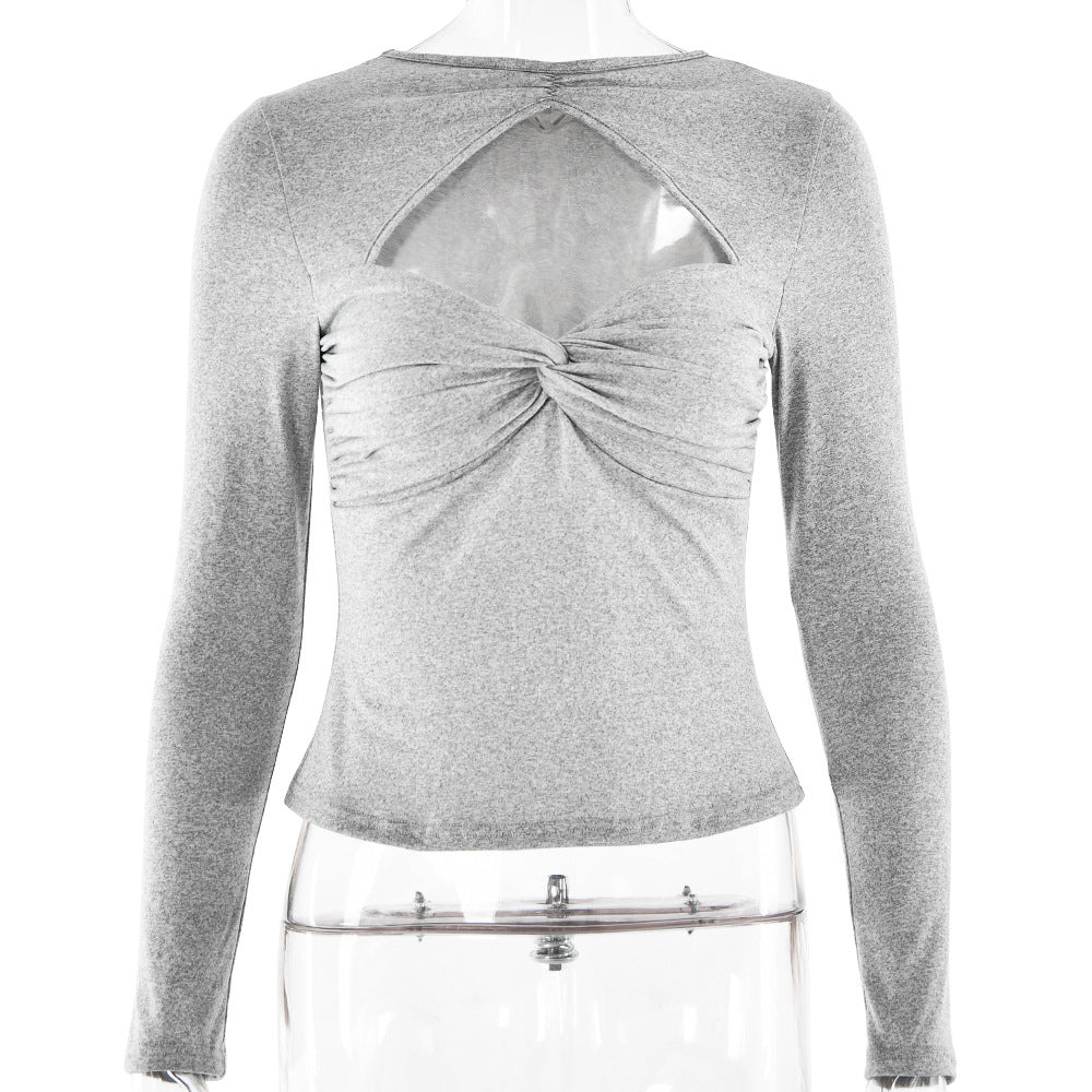 Maglietta donna Valstrend elegante a maniche lunghe, slim fit, stile sexy e alla moda, ideale per look femminili sofisticati.