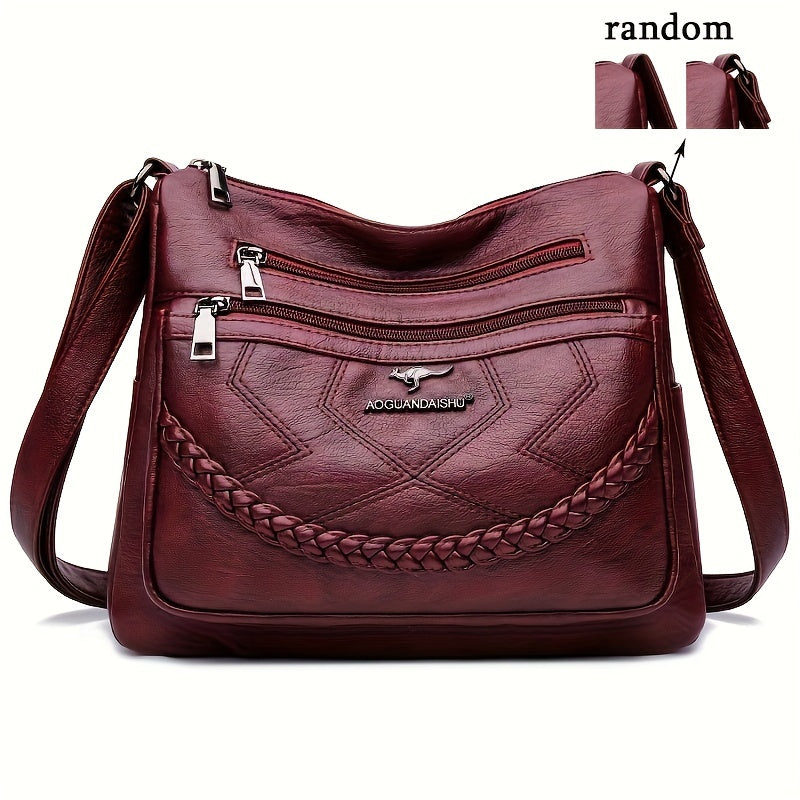 Women's Fashion Shoulder Bag, Large Capacity, Soft PU Leather, Multi-Layer, Crossbody Bag, Versatile Mom Bag
