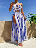Bikini a due pezzi Valstrend con fascia incrociata e gonna in garza protettiva, ideale per l’estate e il mare.
