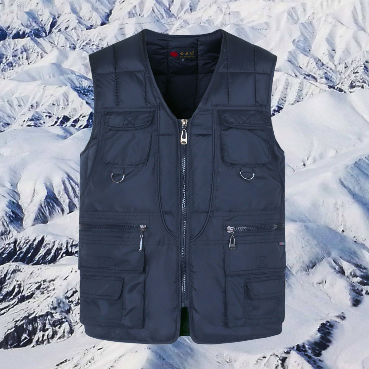 Gilet casual in cotone trapuntato per uomini di mezza età e anziani, stile comodo e caldo, marca Valstrend.