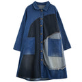 Cappotto jeans retrò autunnale giapponese Valstrend da donna, taglia grande, stile vintage e lavaggio classico.