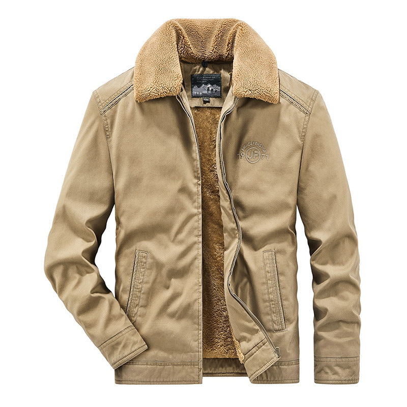 Cappotto imbottito in cotone da uomo Valstrend, con fodera in pile e stile da lavoro americano, caldo e resistente