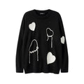 Maglione rotondo con ricami stile western, Valstrend, con dettagli decorativi e motivo Love, vista frontale.