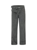 Brushed Washable Adjustable Waist Bag Distressed Retro Pants Bootleg Pants