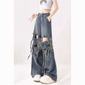 Jeans donna a vita alta Valstrend con design a spalline e dettagli eleganti, ideali per uno stile alla moda e femminile.