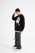 Maglione casual a maniche lunghe con collo rotondo, forma a cuore, lavorato a maglia e all'uncinetto, brand Valstrend shop