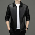Giacca da uomo Valstrend in pelle ecologica con rever, stile coat, real leather, elegante e sostenibile.