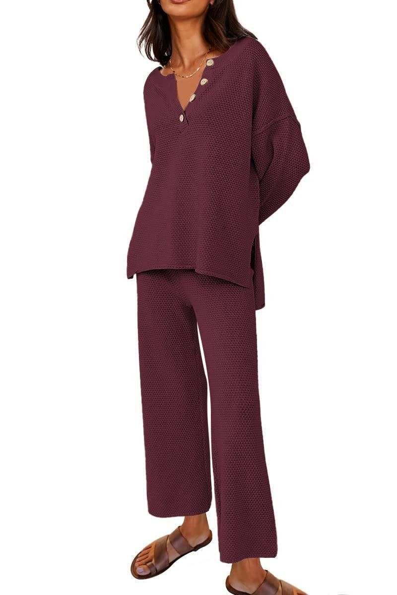 Completo donna Valstrend in tinta unita, vestibilità ampia e casual, due pezzi, abbigliamento moda rilassato e comodo