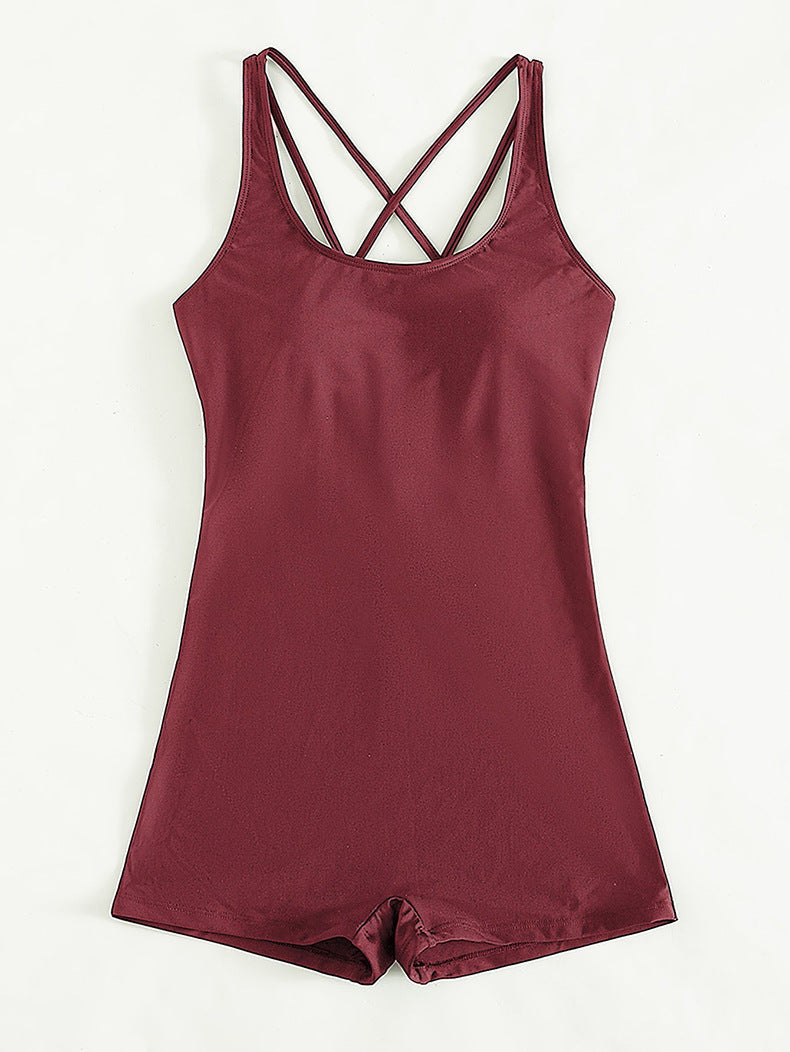 Costume da bagno sportivo femminile senza schiena Valstrend, design elegante e comodo, perfetto per nuotare e attività sportive.
