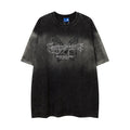 Maglietta in cotone tie-dye con design farfalla, effetto sbiadito e usato, marca Valstrend shop, stile casual e originale