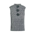 Stand Collar Flower Decorative Design Knitted Vest Cute Youth-looking Slim Fit Sleeveless Top