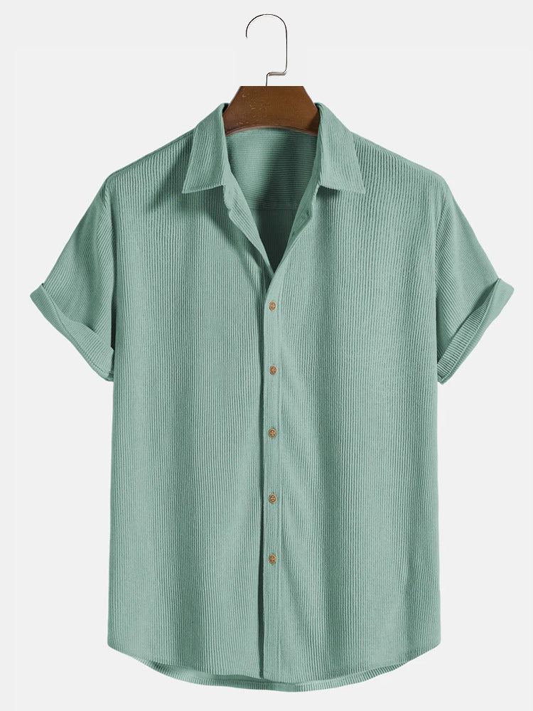 Camicia casual da uomo Valstrend con stampa a pattern colorato, tessuto solido, stile informale e moderno.