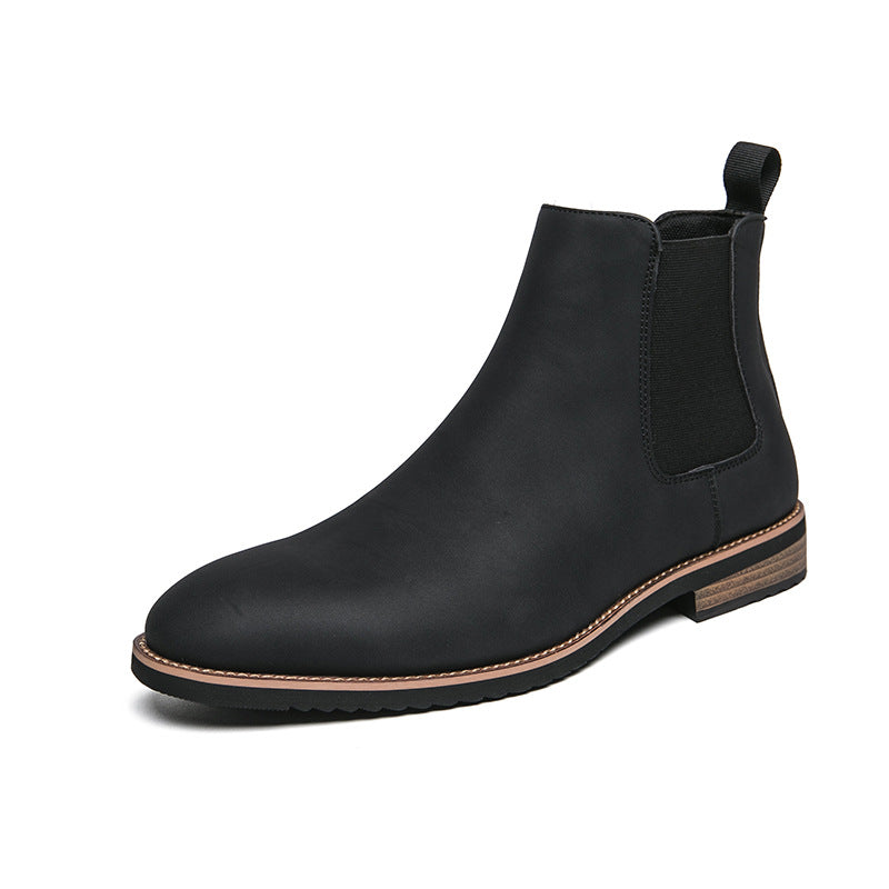 Stivali Chelsea in pelle nera con punta a punta per uomo, taglia grande, stile British, marca Valstrend Shop.