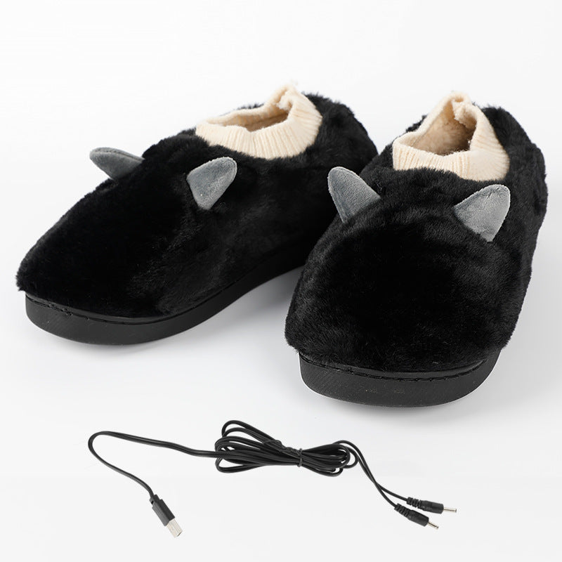 Scarpe calde rimovibili e lavabili Valstrend con batteria portatile integrata, vista frontale delle scarpe con sole e dettagli caldi