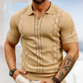 Maglietta polo casual da uomo Valstrend, tessuto lavorato a maglia, stile business casual, colore blu, vista frontale.