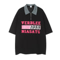Polo shirt cortissimo Valstrend con stampa di lettere europee e americane, maniche corte e stile casual.