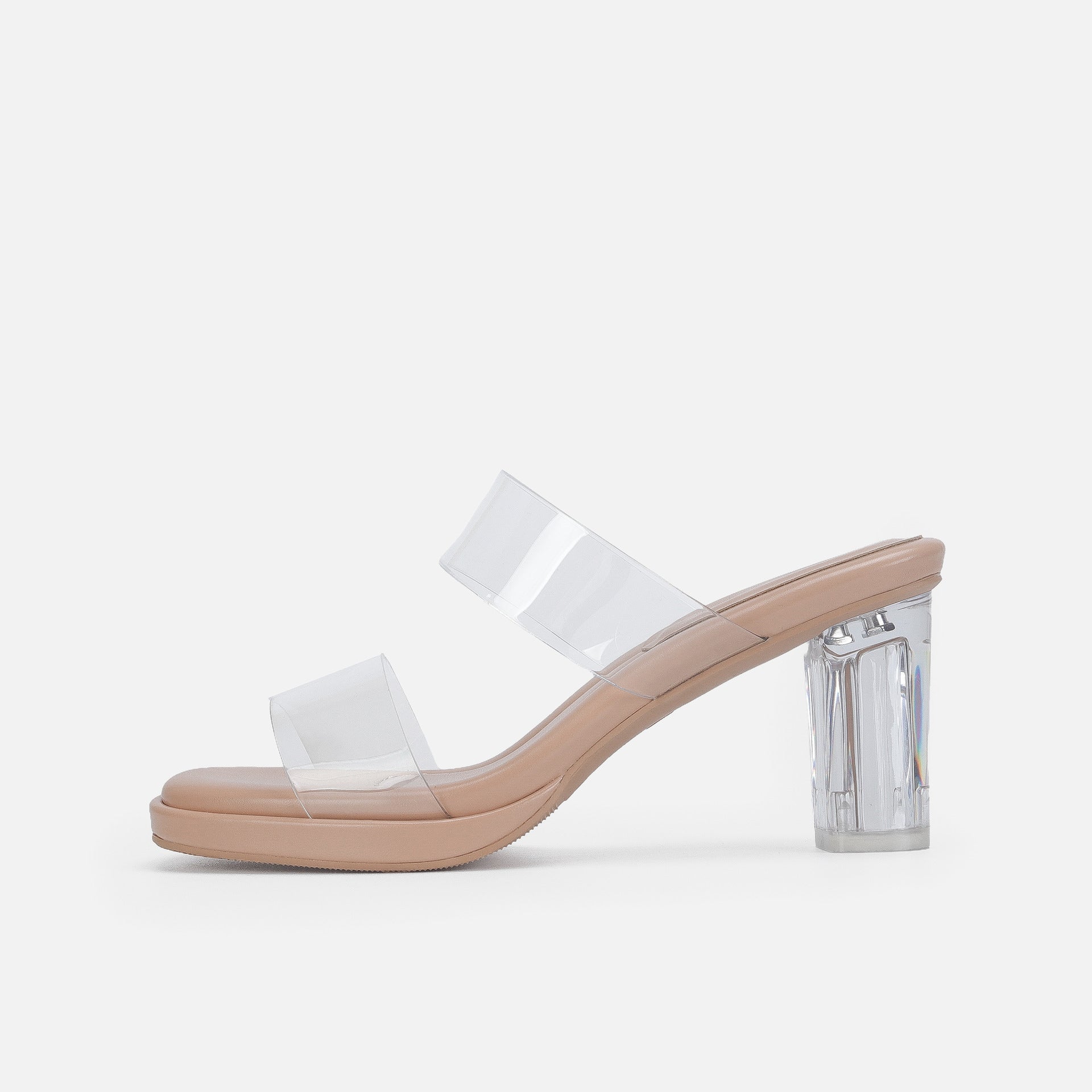 Sandali donna con cinturino alla caviglia, tacco spesso trasparente con cristalli, scarpe con plateau alto Valstrend shop