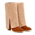 Stivaletti donna in pelle scamosciata Valstrend, stile autunno e inverno, con gambale imbottito e design alla moda.
