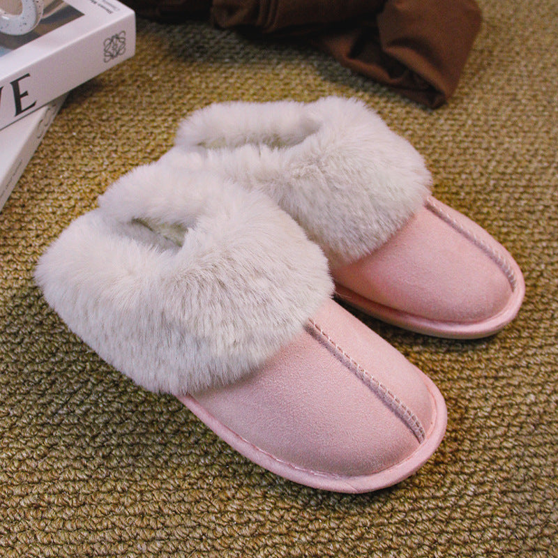 Ciabatte in cotone Valstrend con suola antiscivolo, punta coperta e interno imbottito in pelliccia per autunno e inverno