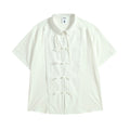 Chinese Style Frog Button Cardigan Solid Color Shirt