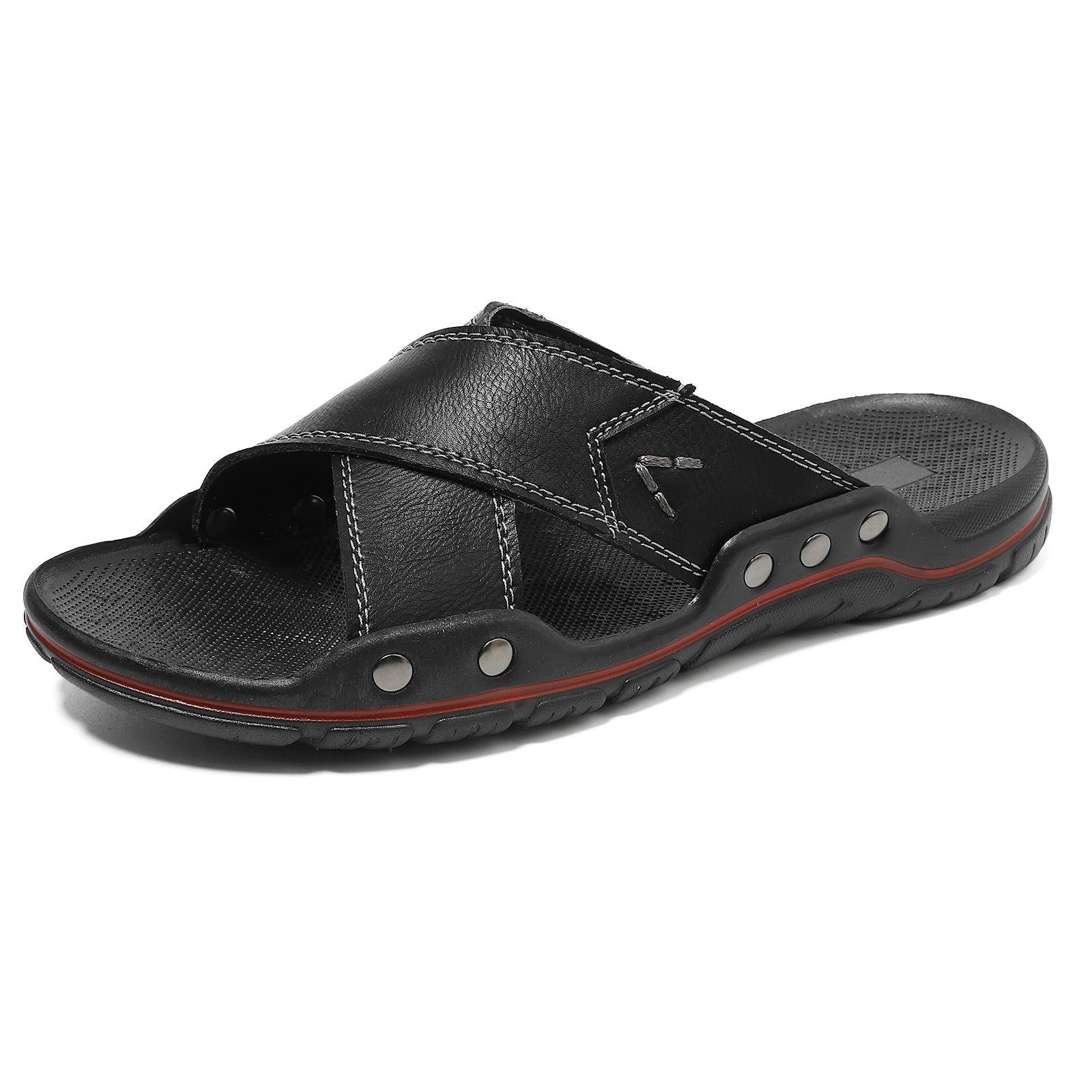 Scarpe da uomo outdoor Valstrend in pelle bovina, comode ciabatte da esterno con design robusto e stile casual.