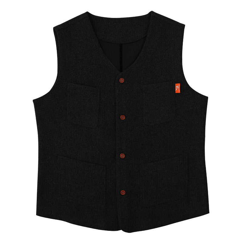 Gilet casual da uomo Valstrend, stile retrò britannico, a tinta unita, a doppio petto, moda europea e americana