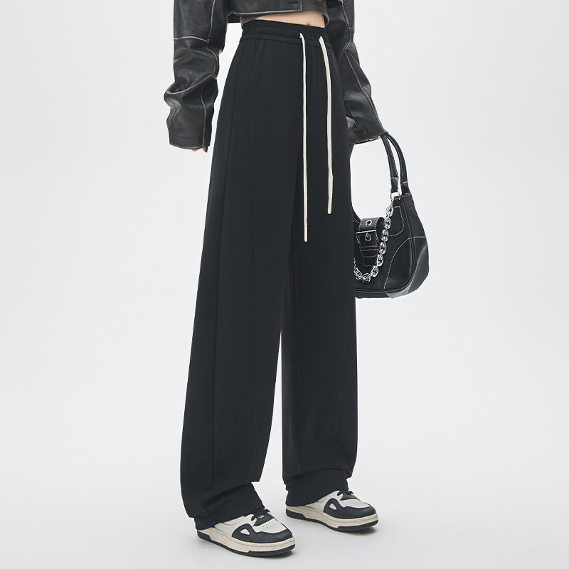 Pantaloni casual a vita alta in cotone Valstrend, taglio morbido, a gamba dritta e svasata, ideale per un look comodo e alla moda
