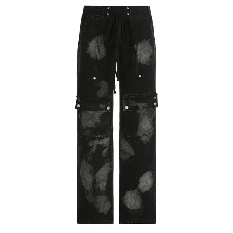 Jeans da donna Valstrend con tasche e cuciture robuste, perfetti per l'abbigliamento da lavoro.