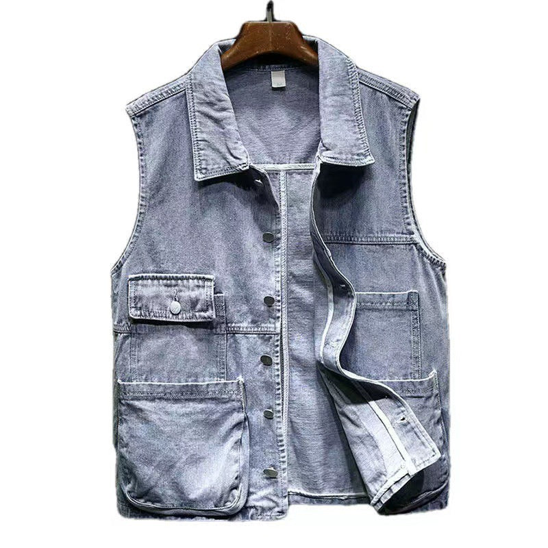 Gilet da lavoro senza maniche con revers, in tessuto resistente, marca Valstrend, adatto per lavoro professionale e casual