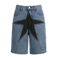 Jeans femminili Valstrend con patchwork a stella cinque punte in colori contrastanti, stile moderno e alla moda.