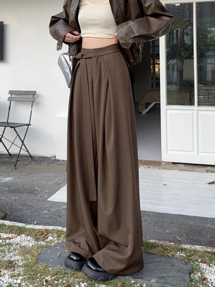 Pantaloni larghi donna Valstrend con lacci, stile dritto e wide-leg, tessuto leggero e di design elegante.