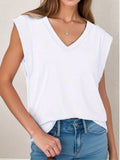 Camicia donna Valstrend top morbido con scollo a V e vestibilità comoda, in tessuto leggero e rilassato.