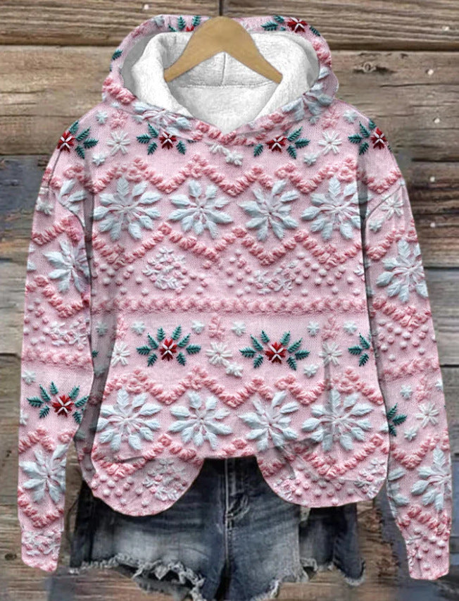 Maglione con cappuccio natalizio 3D digitale per coppie femminili, stile festivo e caldo, marca Valstrend shop.