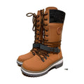 Stivali donna Valstrend in pelle con tacco quadrato e punta rotonda, stile Mid Boots eleganti e di moda.