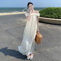 French Tea Break Strap Ruffled Off-shoulder Temperament Long Dress