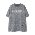 Maglietta a maniche corte Valstrend con stampa floreale fritta e lettering, stile fashion, vista frontale.