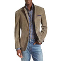 Giacca da completo in denim Valstrend con colletto a punta, doppio bottone e tasche a toppa, stile semplice e casual.