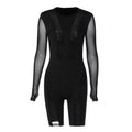 Fashion Ladies' Mesh Zipper Jumpsuit