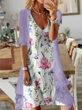 Completo femminile con gonna midi a due pezzi con stampa floreale, marca Valstrend Shop, vestibilità elegante e femminile