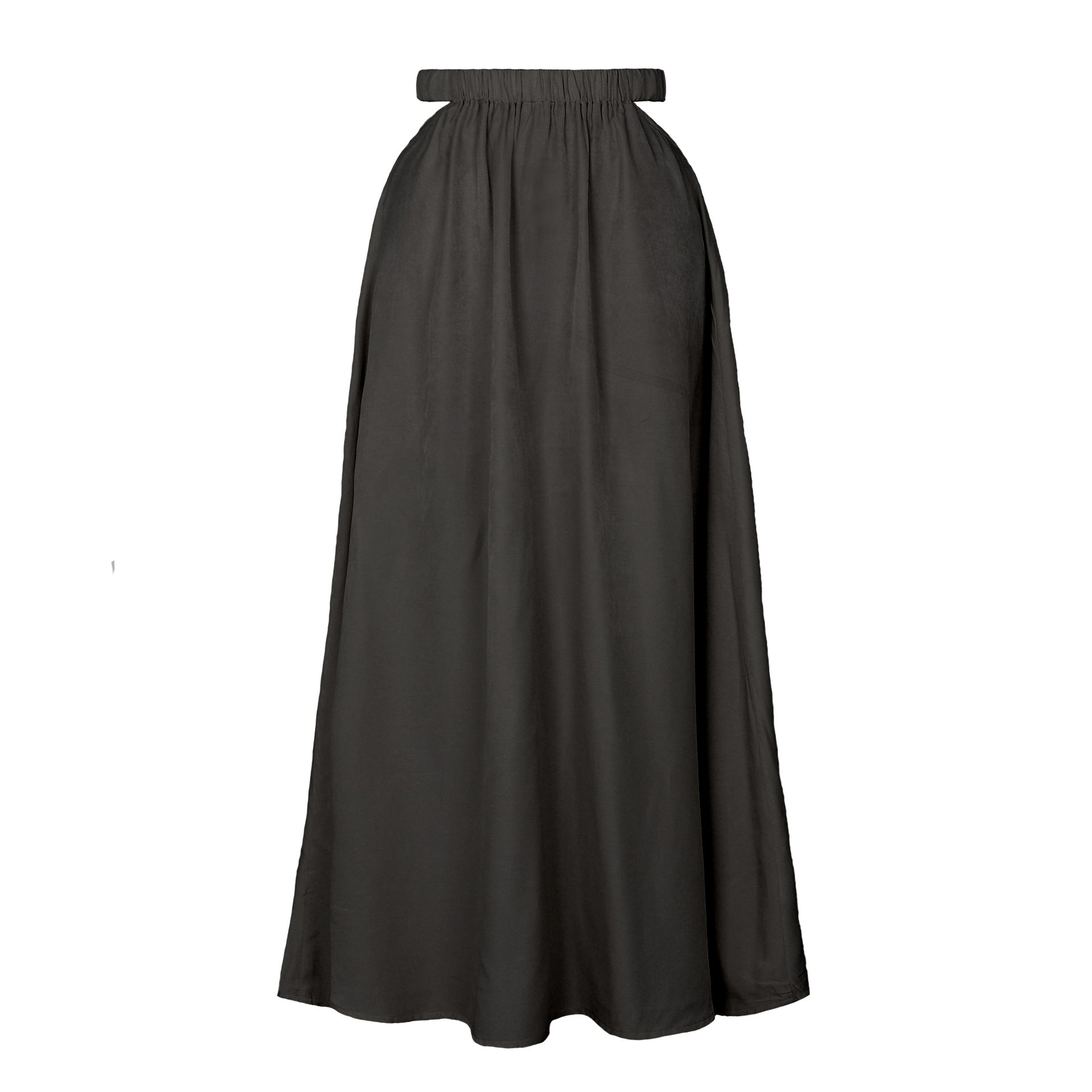 Gonna lunga da donna Valstrend con vita alta e dettaglio traforato, tessuto morbido e stile elegante.