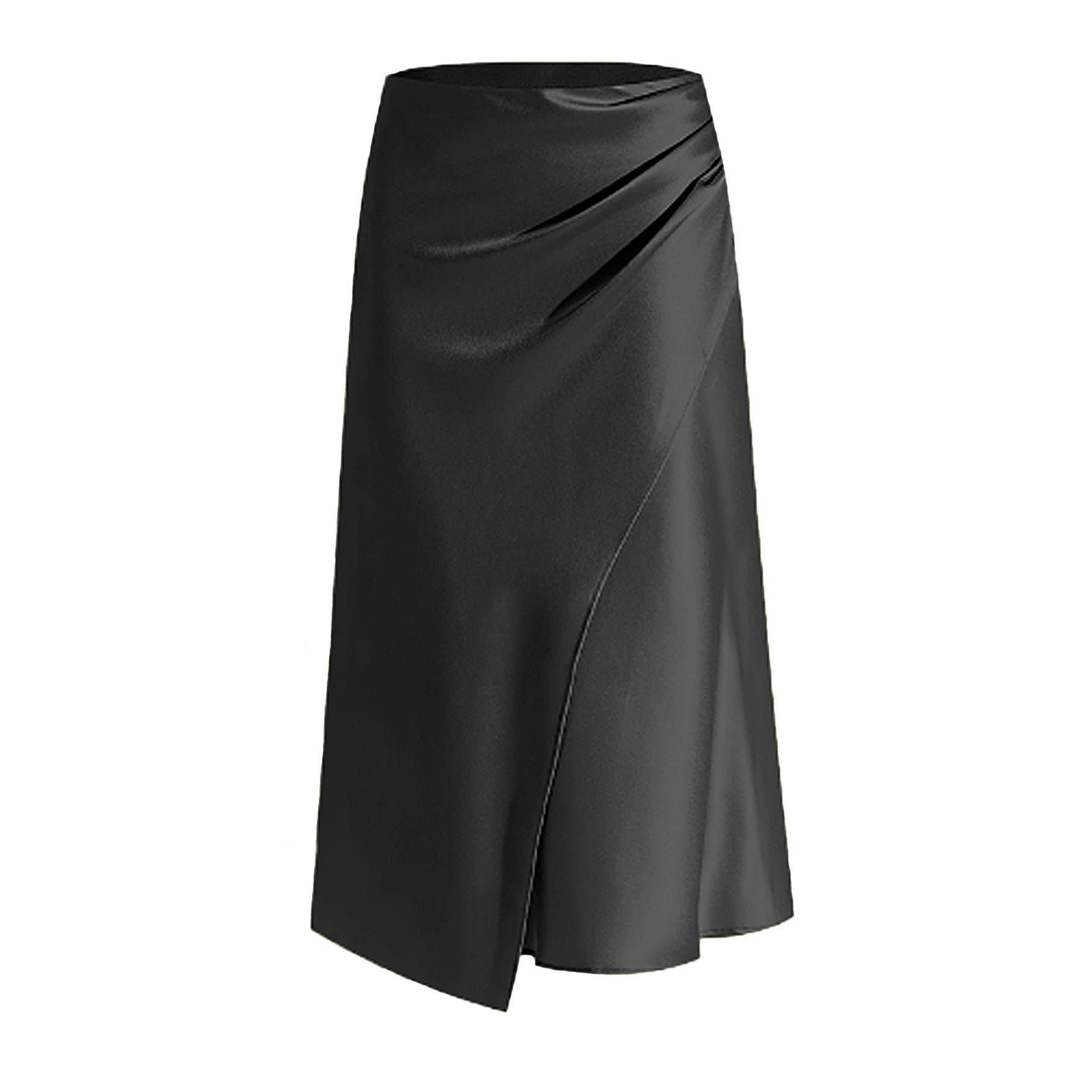 Vestito donna Valstrend con gonna a pieghe satina a vita alta e spacco, elegante e raffinato.