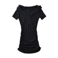 Ins Hot Girl Sexy Show Decorated Row Button Short Sleeve Dress