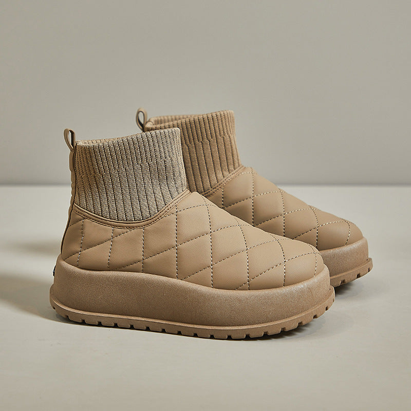 Stivaletti da neve alti con fodera in pile, scarpe casual imbottite in cotone per donna, stile coreano caldo e comodo.