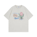 Graffiti Flower Print Short Sleeve