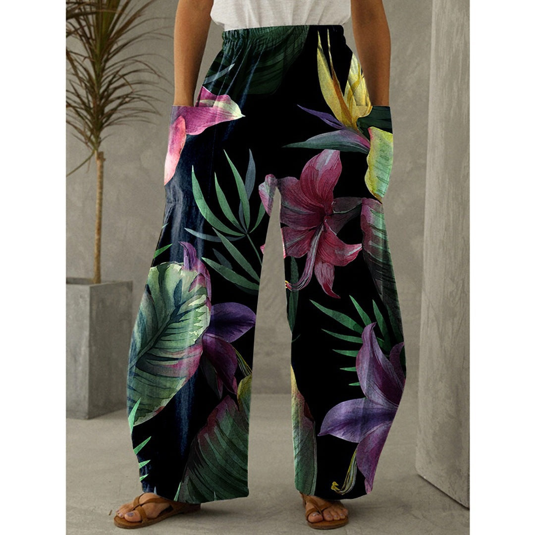 Pantaloni larghi stampati 3D Irregolari Valstrend, pantaloni casual con taglio ampio e design originale in tessuto leggero
