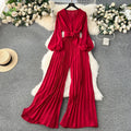 Tuta donna con maniche a sbuffo, stile europeo e americano, marca Valstrend, in tessuto leggero e di tendenza.