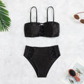 Costume da bagno femminile bikini hollow con vita alta, marca Valstrend shop, mostra dettagli del design e tessuto del costume.